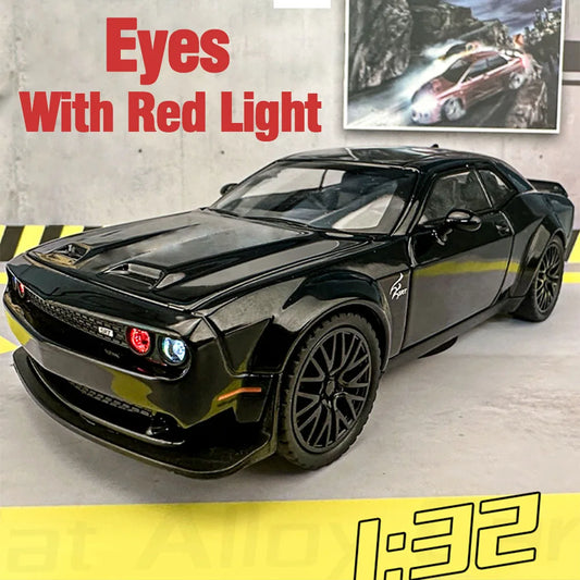 1/32 Scale Dodge Challenger SRT Diecast Model - Red Eyes, Light-Up - Boys' Gift
