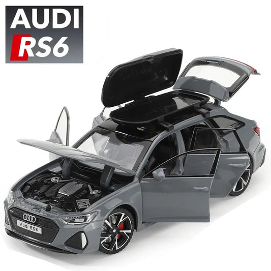 1/32 Audi RS6 Diecast Model: Sound, Light, Opening Doors - Collectible Toy